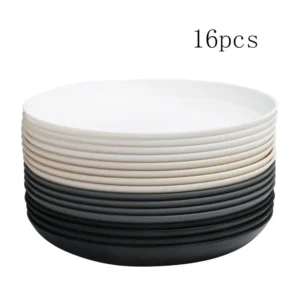 4/16pcs Plastic plates (9 inches in diameter) are reusable and suitable for home kitchens for snacks, snacks, desserts