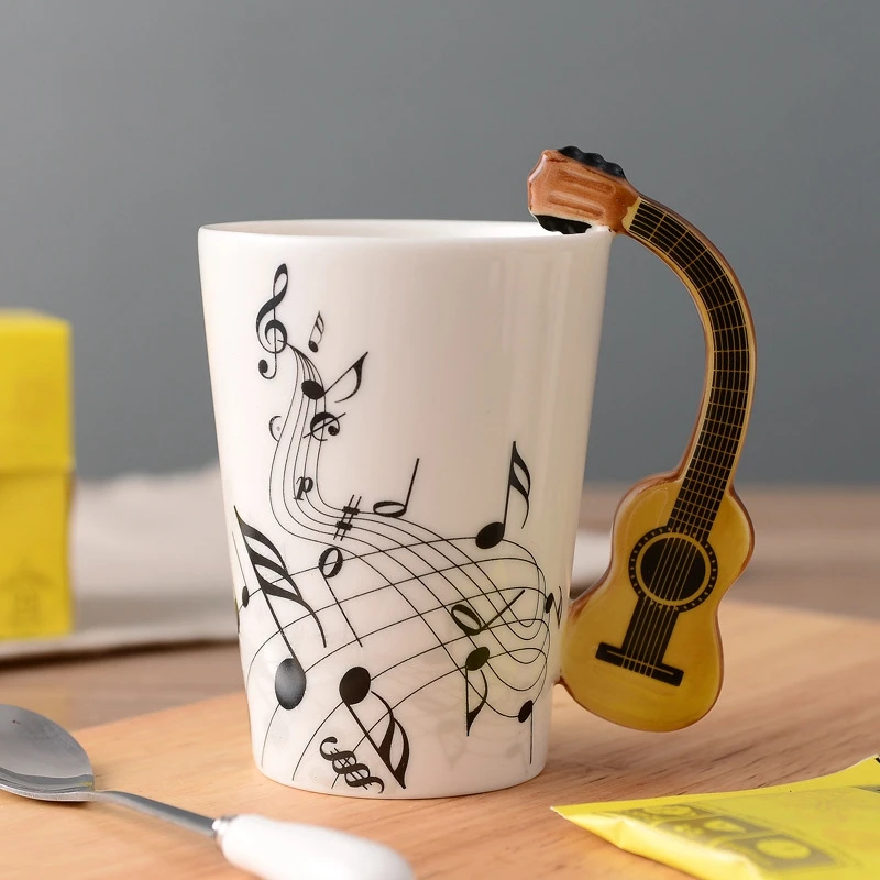 240Ml Ceramic Mug Music Ceramic Mug Cute Coffee Tea Milk Stave Mugs And Cups With Handle Novelty Gifts Blue Saxophone - Image 2