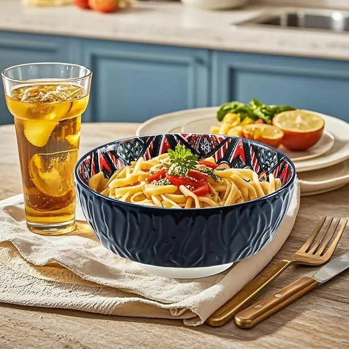 Bohemian ceramic bowls are versatile and perfect for cereals, soups, oatmeal, pasta, high-value fruit salad bowls, and are prefe - Image 3