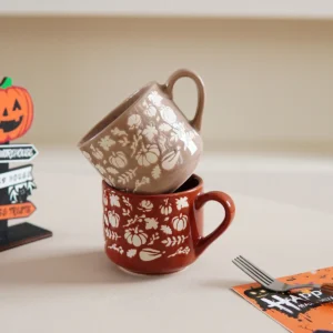 1Pc Halloween Pumpkin Coffee Mug, Autumn Harvest Frosted Pumpkin Small Mug, Small Capacity Mug Coffee Cup, Suitable for Halloween Party Tea Cup, Espresso Cup, Office Living Room Kitchen Beverage Cup, Gift Present, Halloween Gift